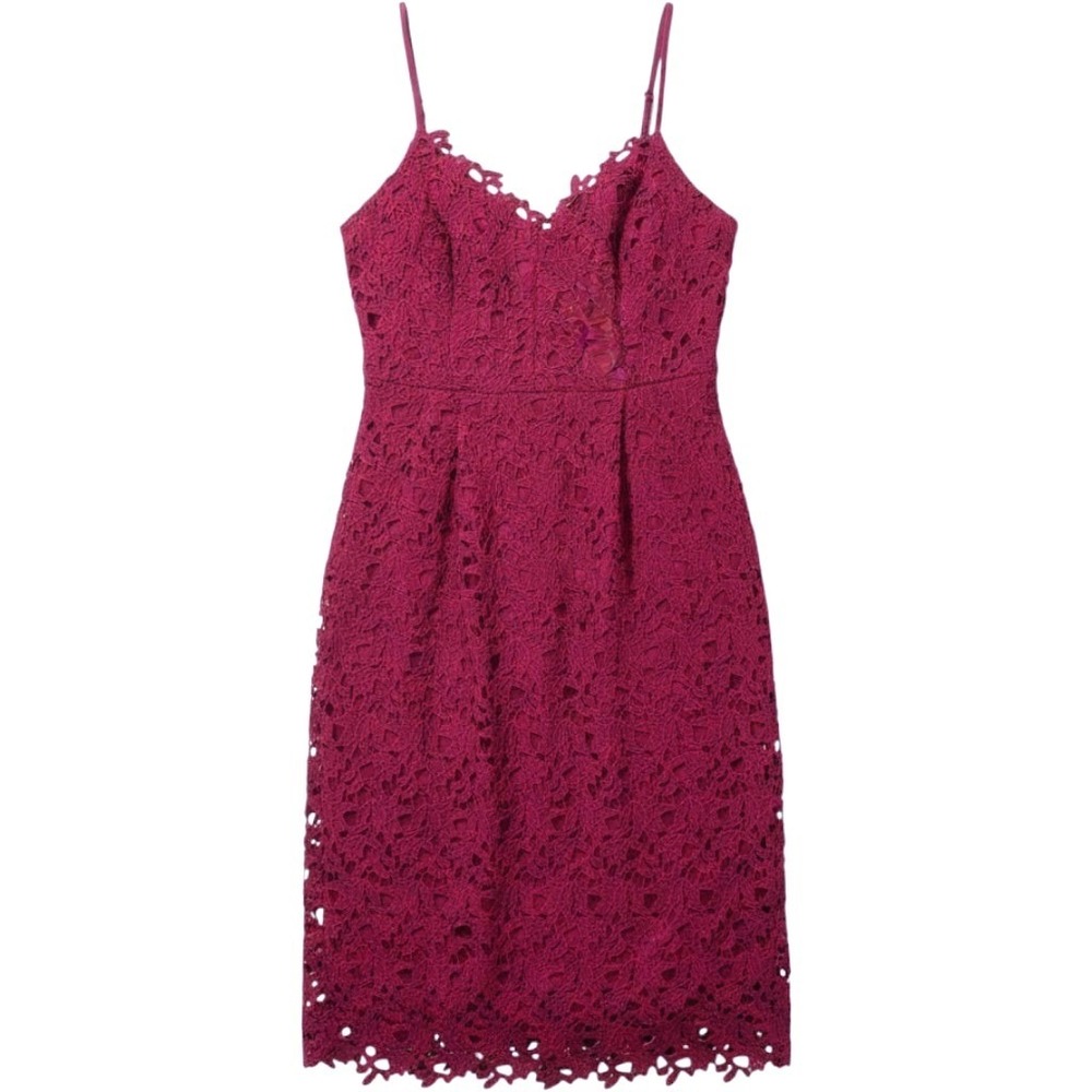 ASTR The Label Dress Women Large‎ Magenta Pink Lace Midi Sleeveless Wedding Chic